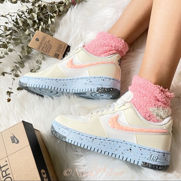 Nike Air Force 1 Crater Shoes Sneakers SAIL ORANGE COCONUT MILK VOLT - Picture 3 of 12